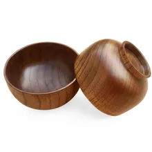 Japanese Style Wooden Bowl Eco Friendly Soup Salad Noodle Rice Bowl Tableware Fruit Bowls Handicraft Art Work Decoration