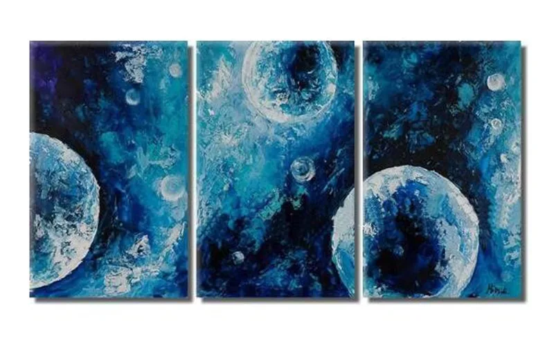 

3 Panels Hand Painted Oil Painting On Canvas Blue Graffiti Paintings Acrylic Modern Home Decor Wall Art Pictures For Living Room