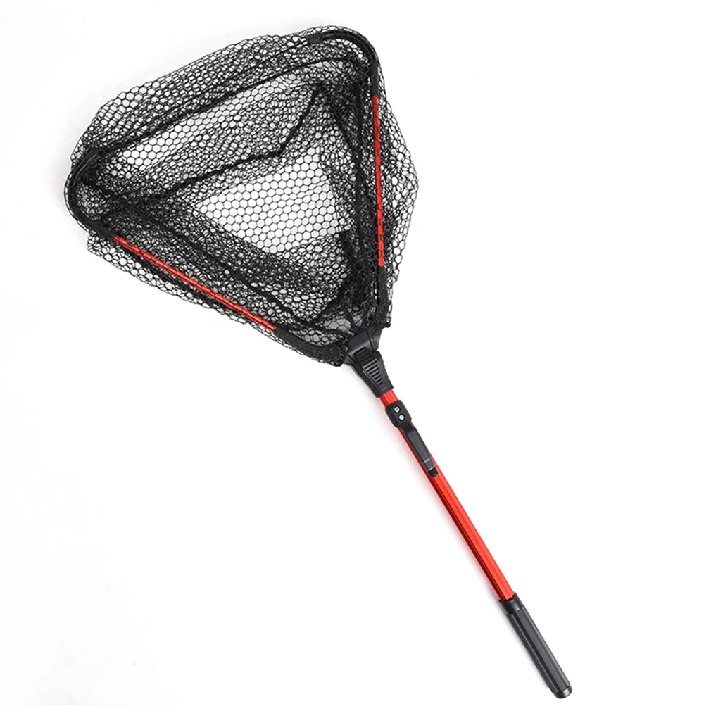 80*37*37cm Portable Triangular Brail Folding Fishing Net Landing with Aluminium Alloy Pole Handle Tackle | Спорт и развлечения