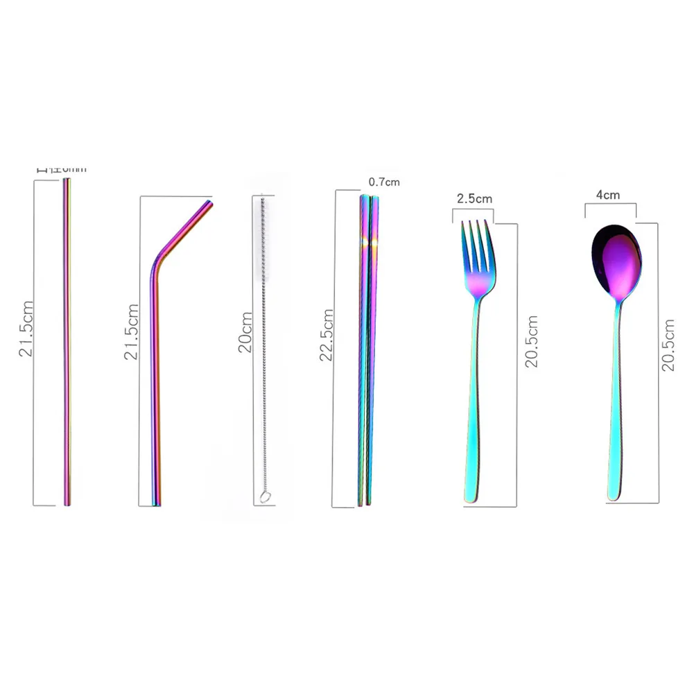 5 шт./компл. 304 Нержавеющая сталь ложка палочки для еды набор соломы Комбинации туристическое снаряжение Титан Красочные покрытием комплект ювелирных изделий специальности Spoo