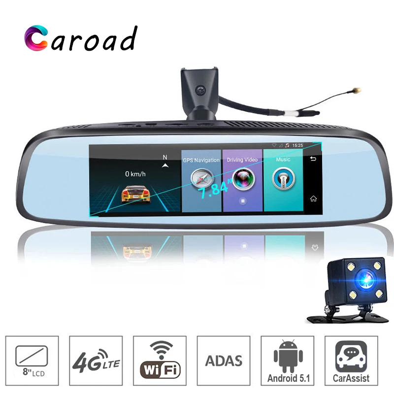 Зеркало для автомобиля 4G Android 5 1 Автомобильный dvr gps-навигатор Dash камера 7 84 &quotFull HD