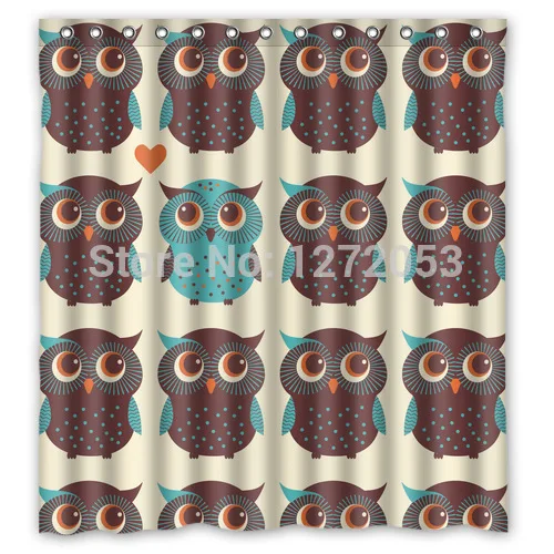 Decorative Charming Customized 66 x 72 Inches Waterproof Bathroom Owl Shower Curtain with High Quality U4037948 | Дом и сад