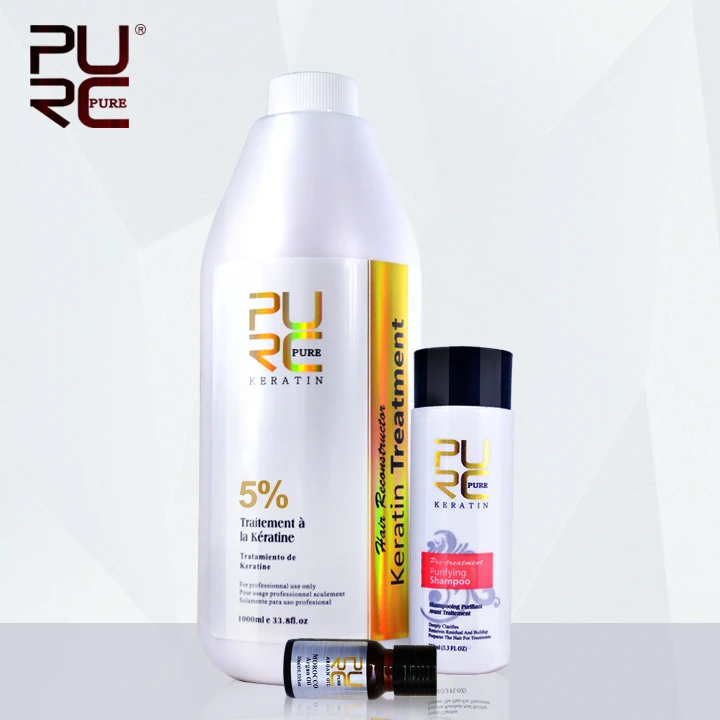 PURC 5 formaldehyde keratin hair treatment and purifying shampoo get