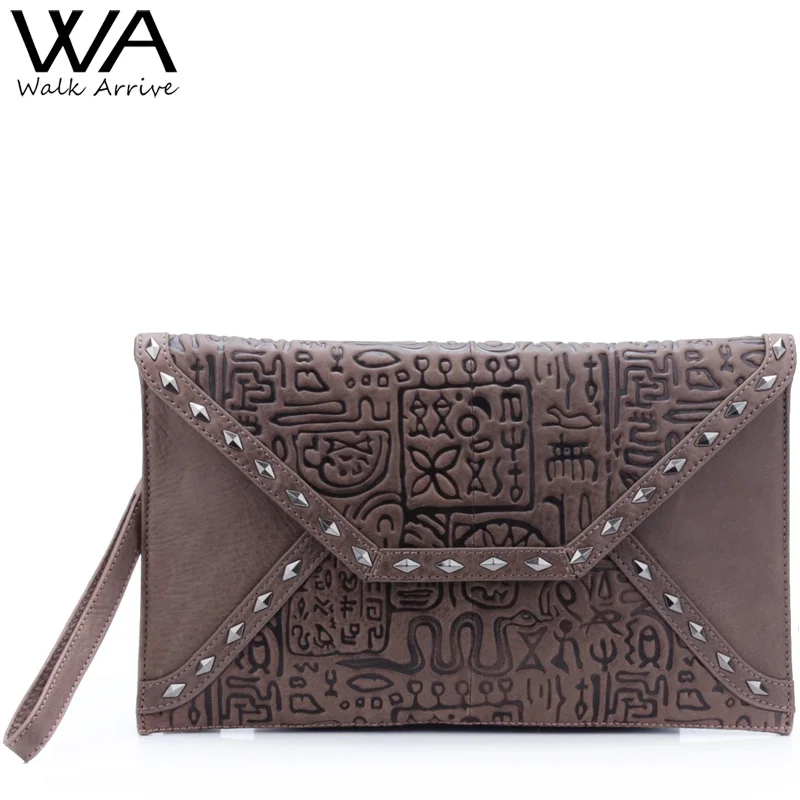 

Walk Arrive Genuine Leather Women Clutch Bag Fashion Handbag Oracle Embossed Leather Shoulder Bag