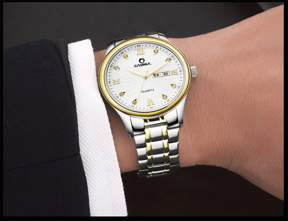 Новое поступление, мужские часы, модные, для досуга, деловой стиль, Мужские кварцевые наручные часы с датой, водонепроницаемые, CASIMA#5117