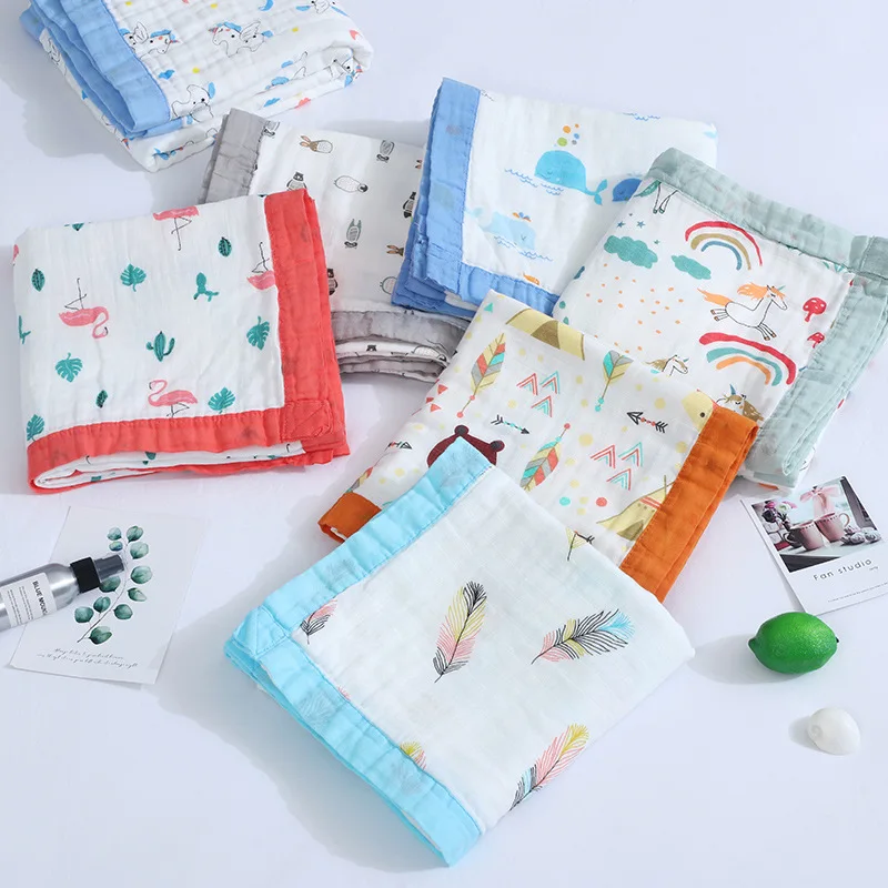 

Summer Baby Blanket Infant Bebe Four-layer Cotton Gauze Bamboo Fiber Kids Blanket For Newborn Baby Swaddling Bath Towel Wrap