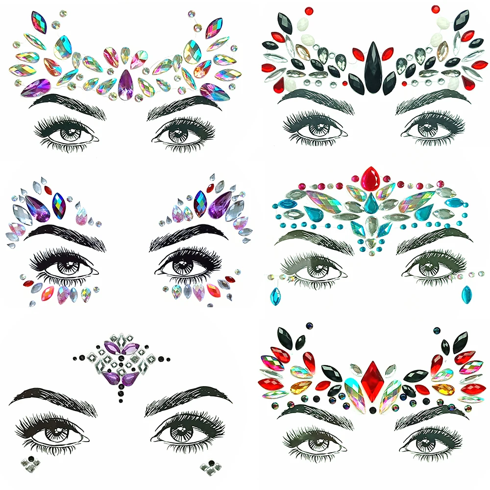 

Masquerade Facial Decoration DIY Jewelry Acrylic Rhinestone Temporary Tattoo Sticker Party Body Flash Sticker Tattoo Sticker