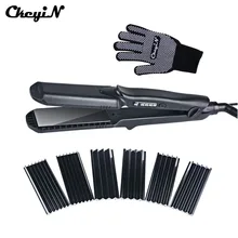 CkeyiN Professional Interchangeable 4 in 1 Ceramic Hair Crimper Straightener Corn Waver Corrugated Iron Plate + Glove 100-240V CkeyiN Professional Interchangeable 4 in 1 Ceramic Hair Crimper Straightener Corn Waver Corrugated Iron Plate + Glove 100-240V