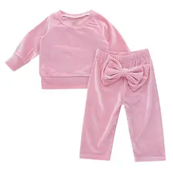Одежда для новорожденных девочек на весну-осень, однотонная одежда из 2 предметов, детская одежда, спортивный костюм для девочек, комплекты