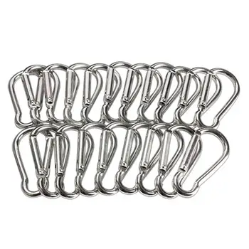 

20Pcs Mini Silver Aluminum Spring Carabiner Snap Hook Keychain EDC Survival Outdoor Camping Tools size 45*21*5mm