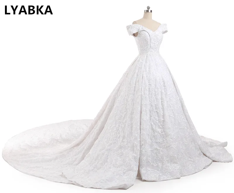 Свадебное платье Vestido De Noiva уникальное милое бальное платье Свадебные платья Королевский поезд с кружевом Халат, украшенный бисером De Mariee