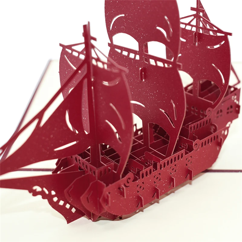  Sailboat Model 3D Pop UP Card Birthday with envelope sticker laser cut invitation Greeting Card pos - 32878875505