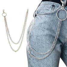 60 см длинный металлический кошелек, цепочка на пояс, панк-рок брюки, брюки-хипстер, джинсовый брелок, серебряное кольцо, клипса, мужские ювелирные изделия в стиле хип-хоп
