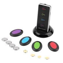Remote Wireless LED Key Finder Receiver Lost Thing Alarm Locator Phone Wallets Anti-Lost with Torch function 4 receivers 1 dock