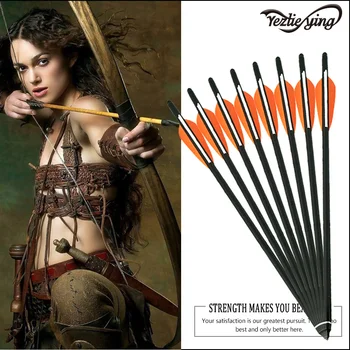 

6PCS 16/17/18/20/22-Inch Length Crossbow Bolt Carbon Arrows Orange / White Feather fou Bow and Arrow Hunting Archery