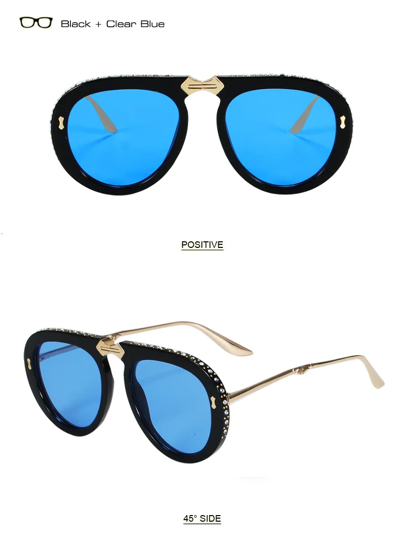 Винтажные складные солнцезащитные очки пилота для женщин, роскошные Кристальные брендовые большие прозрачные очки, солнцезащитные очки для мужчин, солнцезащитные очки oculos de sol