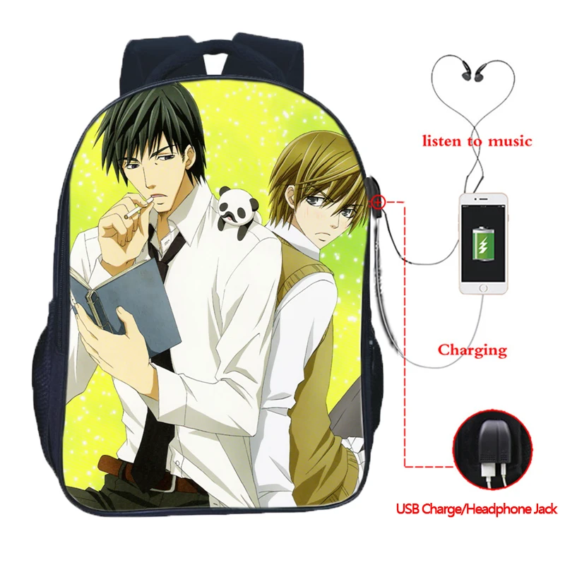 1 Sekai Ichi Hatsukoi рюкзак с USB зарядкой, школьные сумки для мужчин, женщин, мальчиков, девочек, школьная сумка, модный красивый рюкзак с usb зарядкой - Цвет: 1