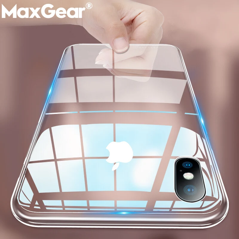 

MaxGear Transparent Case For iPhone XR XS Max Clear Ultra Thin Crystal Soft TPU Cover for iPhone6 6S 7 8 Plus Fitted Back Case