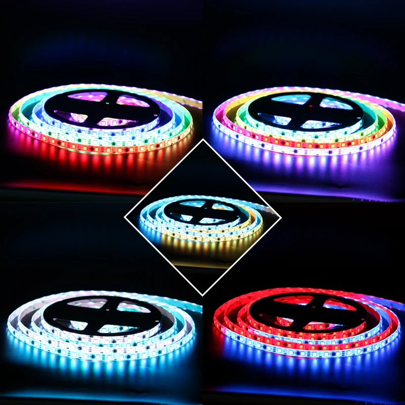 DC5V WS2812B 30/60/144 светодиодов/m Smartled пикселей RGB индивидуально адресуемых светодиодные полосы светильник черный/белый печатных плат IC WS2812 полосы