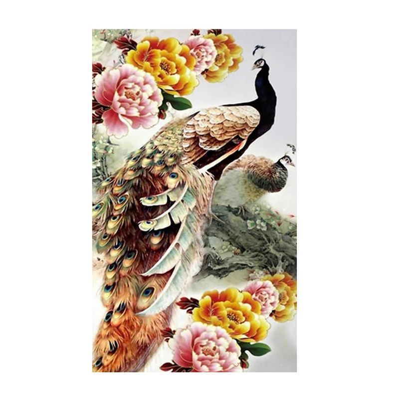 HUACAN-DIY-5D-peacock-Diamond-Painting-Cross-Stitch-Round-Diamond-Embroidery-Mosaic-Animal-Series-Rhinestone-picture