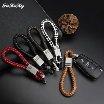 

KUKAKEY PU Leather Car Keychain Keyring Emblem For Citroen Dodge Fiat Ford Honda Hyundai Car Styling Key Rings Chain Holder Fob