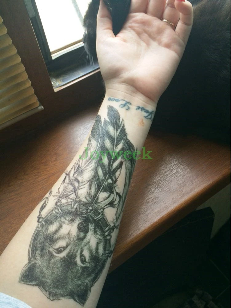 Водостойкая временная татуировка наклейка большого размера Ловец снов Волки Волк тату наклейка s флэш-тату поддельные татуировки для мужчин и женщин 7