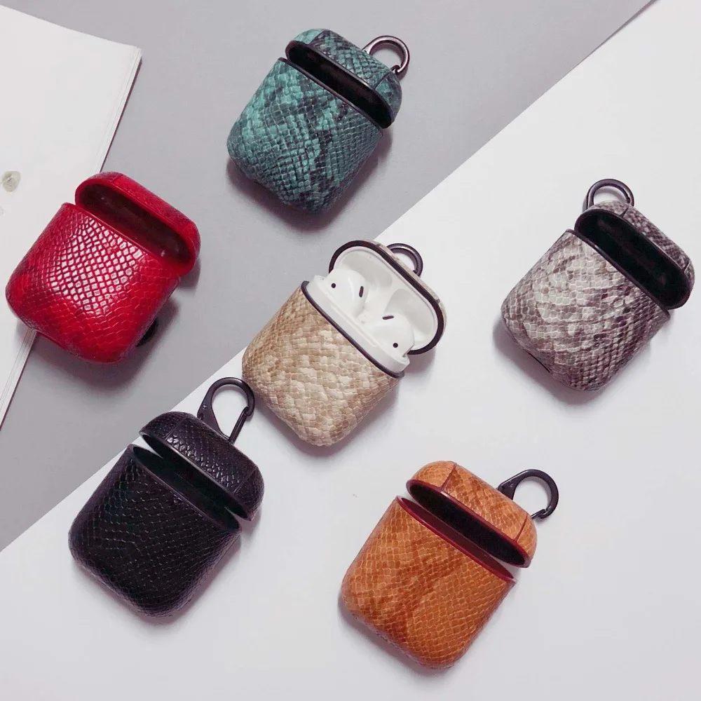 

For Apple iPhone Airpods Bluetooth Wireless Headphone Charging Earphone Cover Case Snake skin pattern Luxury Protective Bag