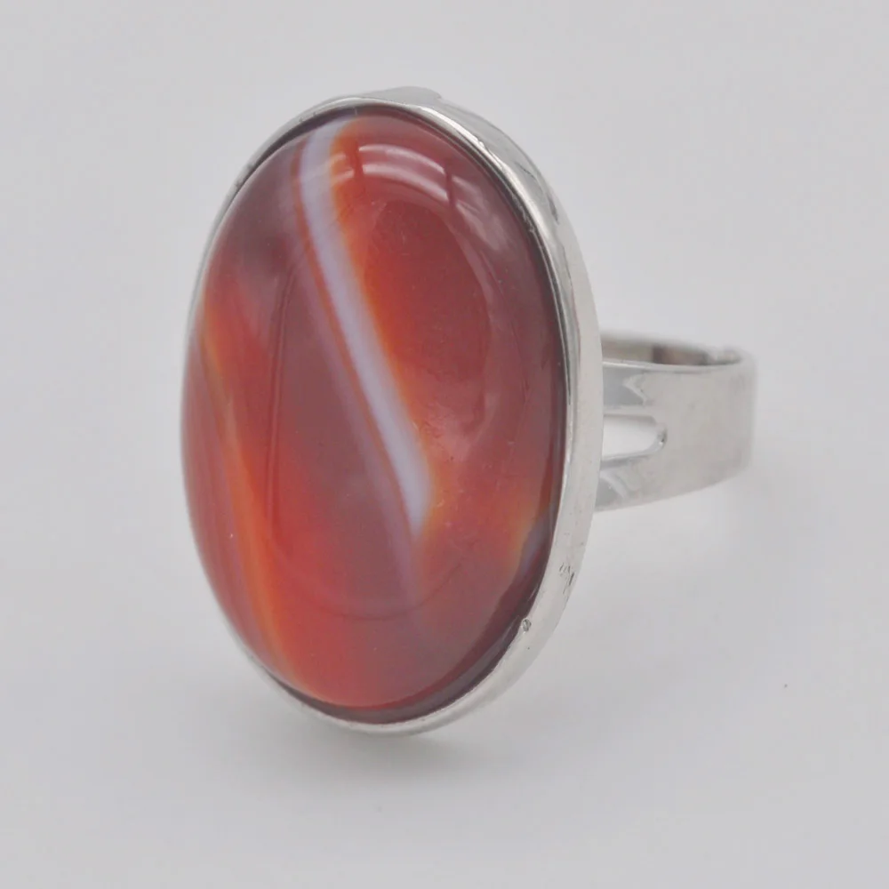 

Red Veins Carnelian Stone Oval Bead GEM Finger Ring Size 8-9 Jewelry For Gift 1PCS X126