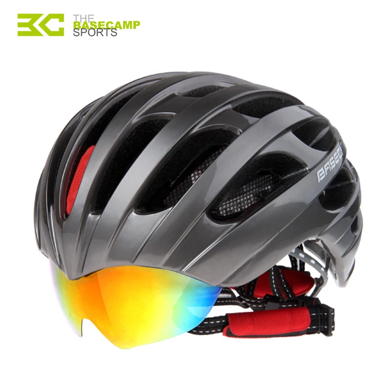 

BASECAMP Mountain Road Bike Helmet With Goggles 3 Lens Men Women Bicycle Helmet Integrally-Mold Helmets Cycling Helemt With Lens