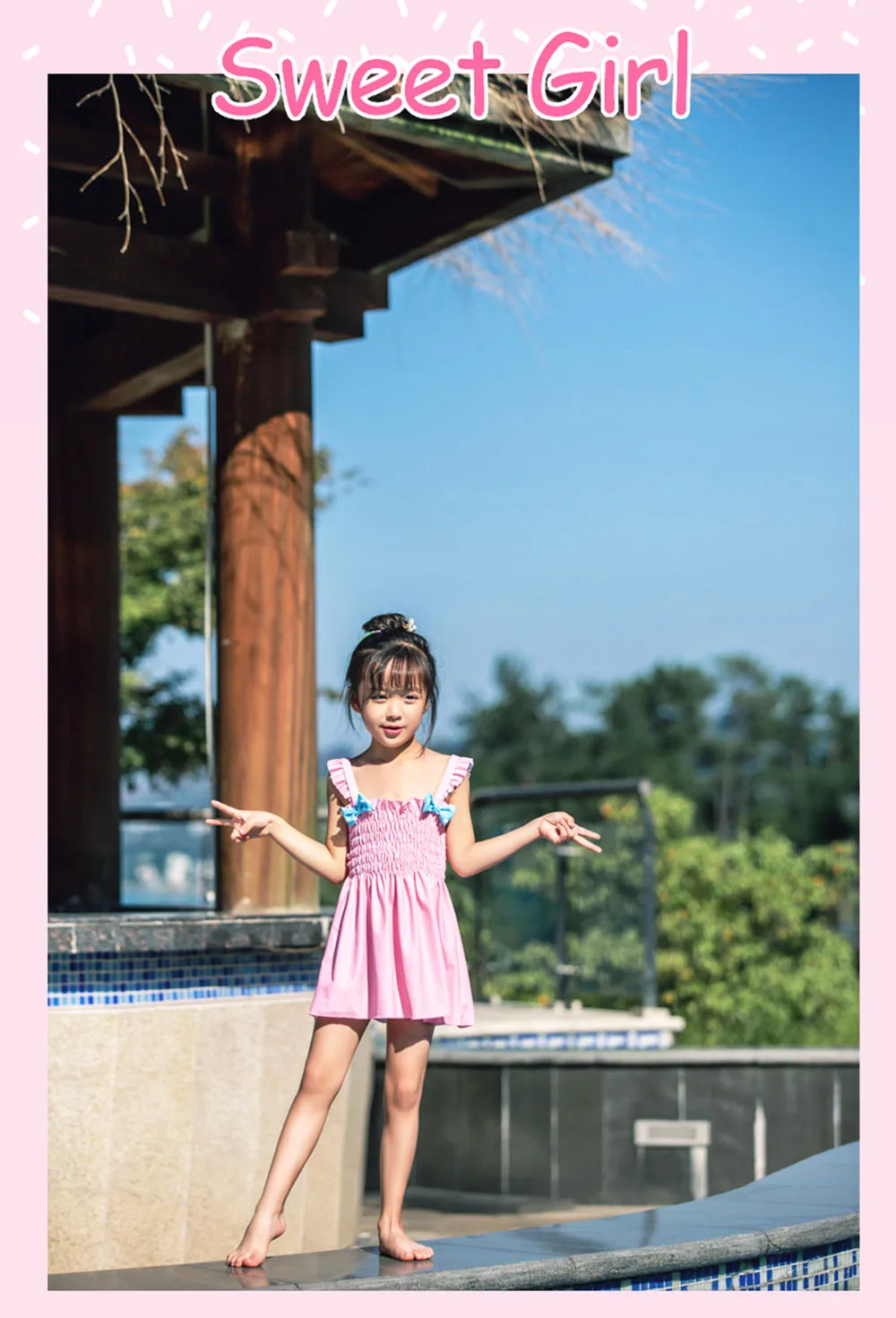 Купальный костюм для девочек; купальный костюм для детей; цельный купальник; детское платье для плавания; пляжная одежда; розовый цвет