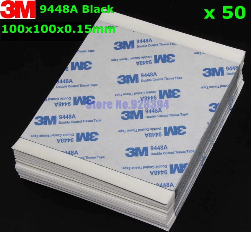 50pcs/lot 10cmx10cm 3M 9448A Black Double Sided Adhesive Tape For
