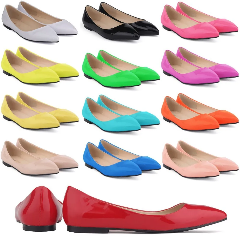 Free Shipping Brand New Fashion Women Popular Designer Patent Leather Flat Shoes Women Candy 