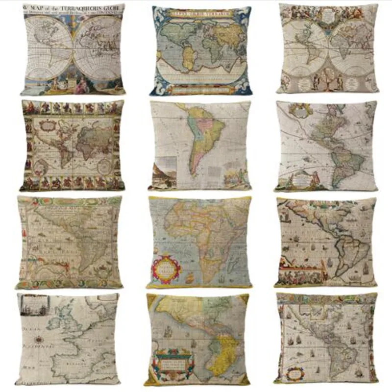 الرجعية القديمة خريطة العالم وسادة غطاء وسادة غطاء المنزل الزخرفية الوسائد الكتان المخدة مكتب أريكة غطاء وسادة الرجعية القديمة خريطة العالم وسادة غطاء وسادة غطاء المنزل الزخرفية الوسائد الكتان المخدة مكتب أريكة غطاء وسادة