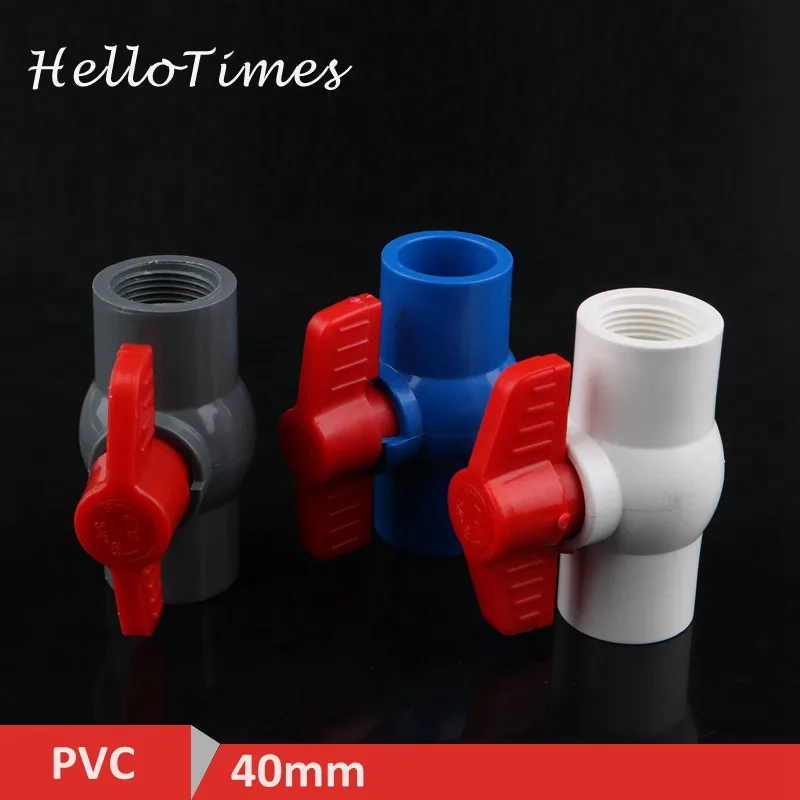 

1pc PVC 1 1/4" x 1 1/4" Thread,40mm to 40mm Ball Valve Slip Shut Handle Valve PVC Pipe Fittings Plumbing Water Tube Connector