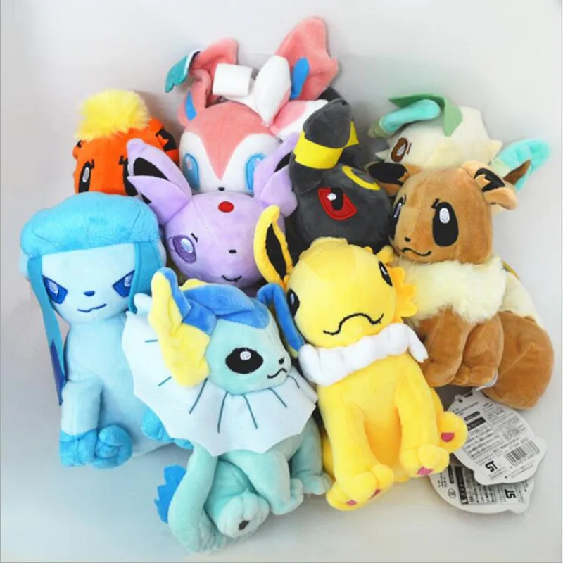 

unisex boy girl Doll Eevee plush toys 15-20cm stuffed cotton Sylveon eevee Espeon Jolteon Vaporeon Flareon Glaceon model