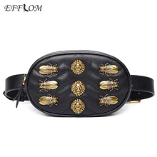 Роскошная брендовая модная сумка на пояс женская сумка с изображением головы льва и пчелы поясная сумка из искусственной кожи нагрудные сумки круглая Паровая Панк поясная сумка красный черный