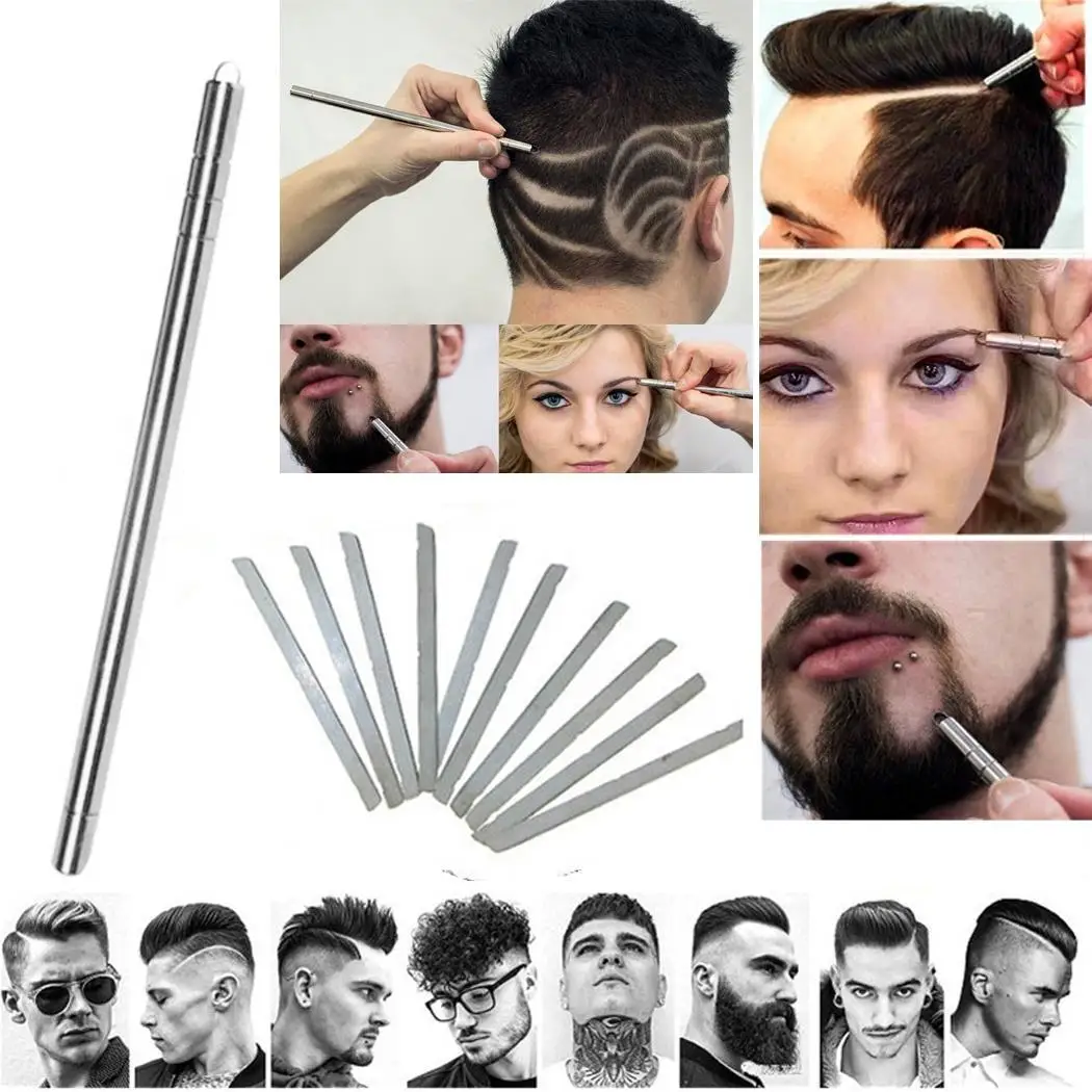 

Beards Steel Razor Pen Silver Blades Hairstyle Shaver Stainless Casual Men