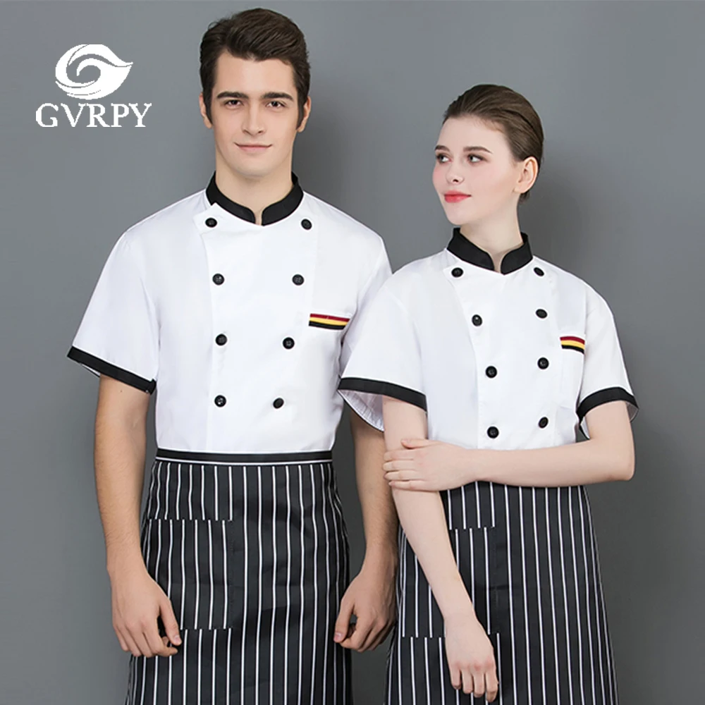 Летняя дышащая куртка шеф повара с коротким рукавом пищевая служба униформа для