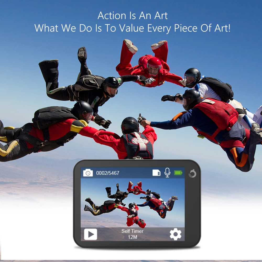 Экшн камера Dragon Touch 4K Vista 5 16 Мп Wi Fi 30 м водонепроницаемая с сенсорным экраном и