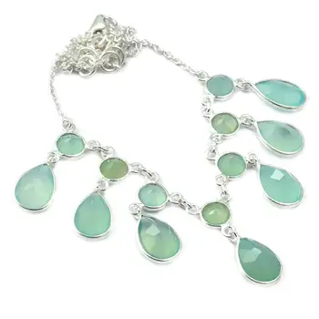 

NiaoZaiFei YunZaiKan Chalecedony Necklace 925 Sterling Silver, 44 cm, MHBNE0062