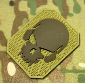 

PVC Rubber Skull Badge Military Tactical Badge Military Morale Armband Army Combat Badge Tan Color
