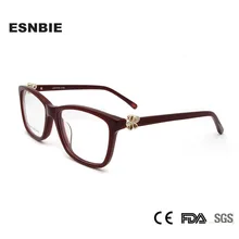 ESNBIE Luxury Clear Glasses Frame Women Ladies Eyeglasses Frame Women Brand Red Acetate Frame Glass Lentes Mujer