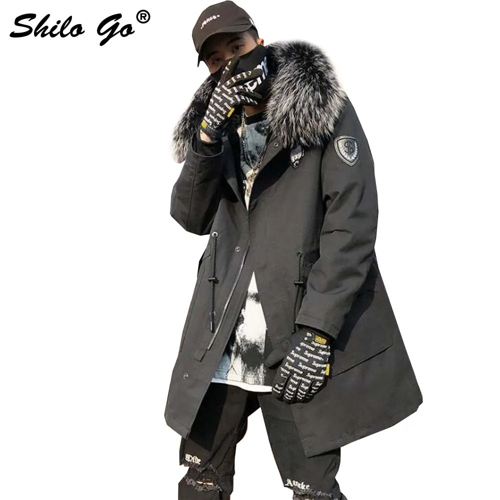 4XL Mens Causal Winter Parkas Coats Thick Parkas Black Plus Size Zipper