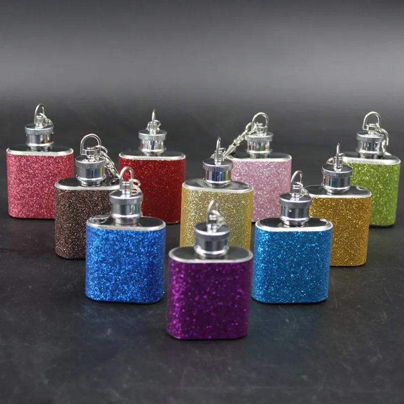 

3pcs/Lot Lovely Tiny Flagon 1oz 304 Stainless Steel Portable Hip Flask With Key Chain Wine Pot For Outdoor Travel Gift