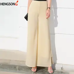 Модные женские Высокое уличное свободное однотонные брюки кэжуал широкие брюки женские средней талии шифоновые брюки длиной до щиколотки