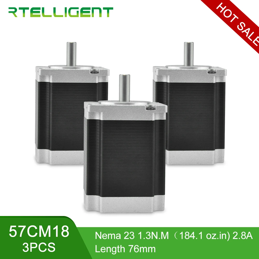

Rtelligent 3PCS 57CM18 4-lead nema 23 stepper motor 57electric motor nema23 dc motor 2.8A for cnc engraving milling machine