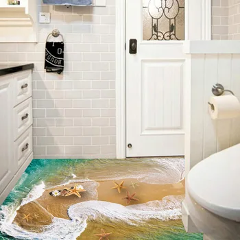 

1pc Home Decoration 3D Floor Stickers Summer Style Starfish Coast Wall Sticker for Bathroom Kitchen Kid Bedroom Decor 50*70cm