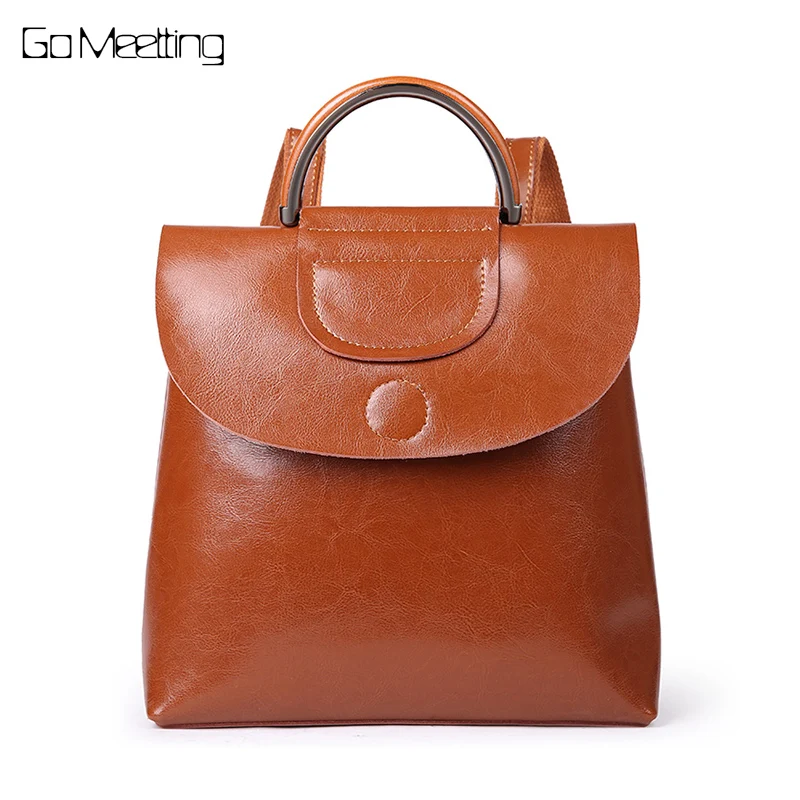

2018 New Genuine Leather Casual Women Backpacks Casual Travel Knapsack Sac A Dos Ladies Backpack Pocket Schoolbag Mochila