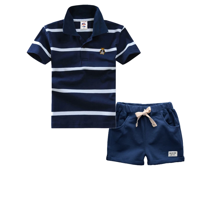 

High Quality Summer Polo Shirts Set Children Boys Clothing Sets Baby Kids Suits Shirt Pants Cotton Clothes Set