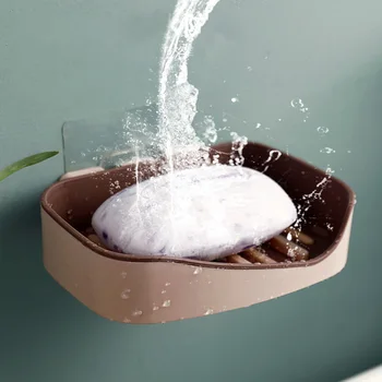 

1Pcs Soap Rack No Drilling Wall Mounted Double Layer Soap Holder Sponge Dish Bathroom Accessories Self Adhesive